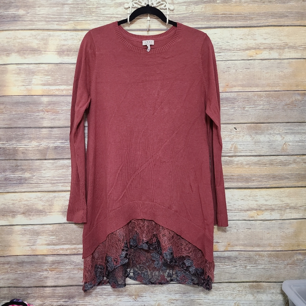 Logo Lori Goldstein Tunic Lace Long Sleeve Top Size Medium